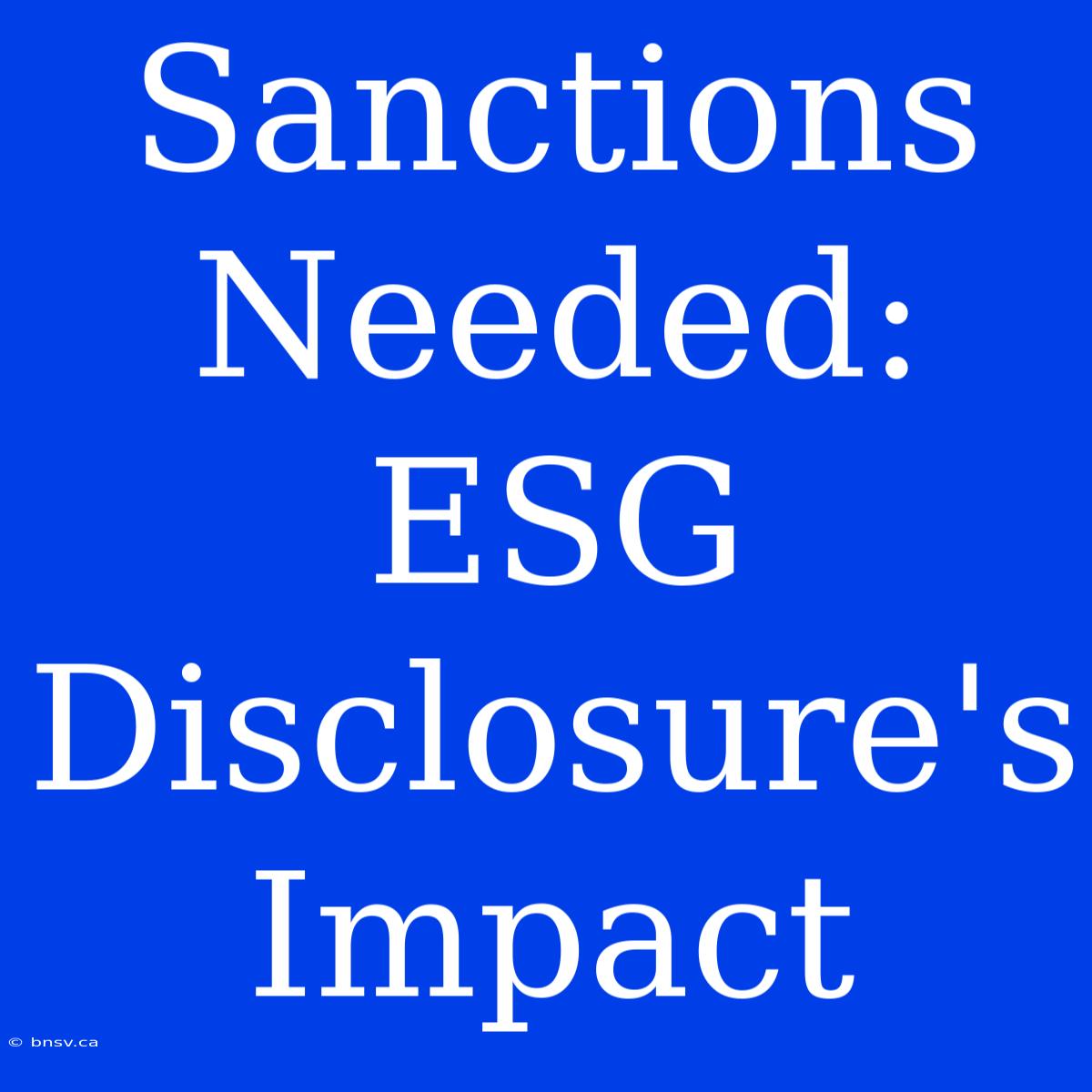 Sanctions Needed:  ESG Disclosure's Impact