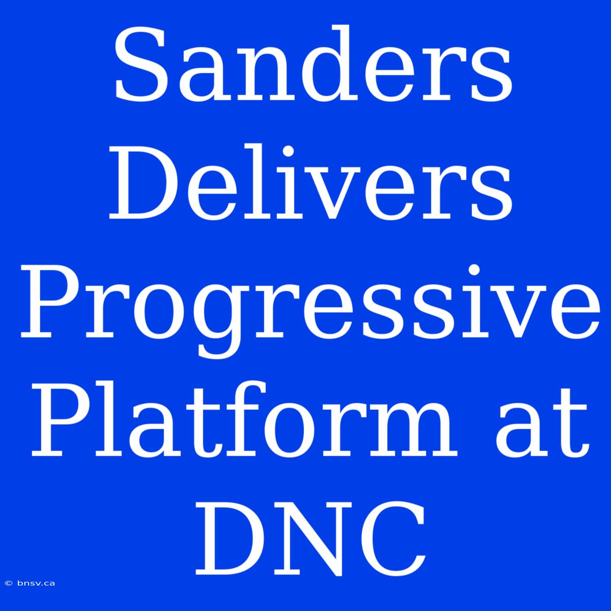 Sanders Delivers Progressive Platform At DNC