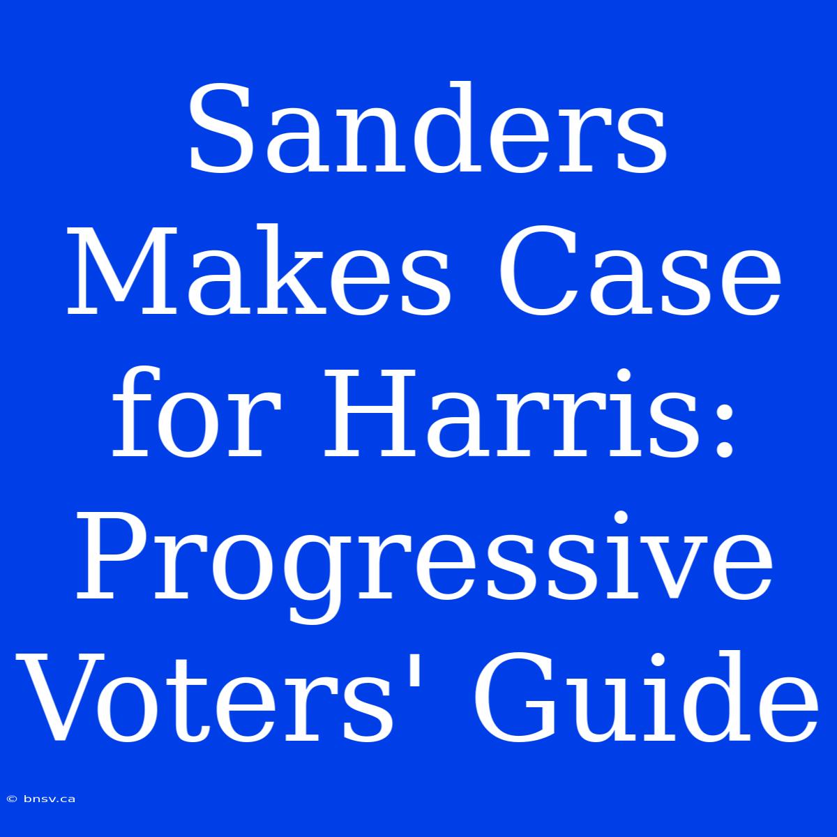 Sanders Makes Case For Harris: Progressive Voters' Guide