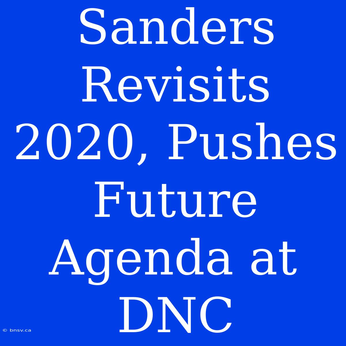 Sanders Revisits 2020, Pushes Future Agenda At DNC