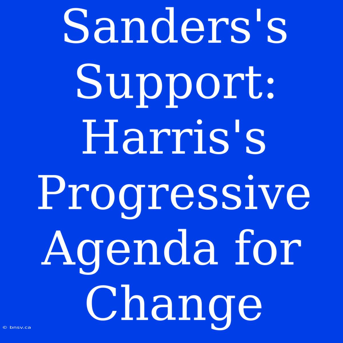 Sanders's Support: Harris's Progressive Agenda For Change