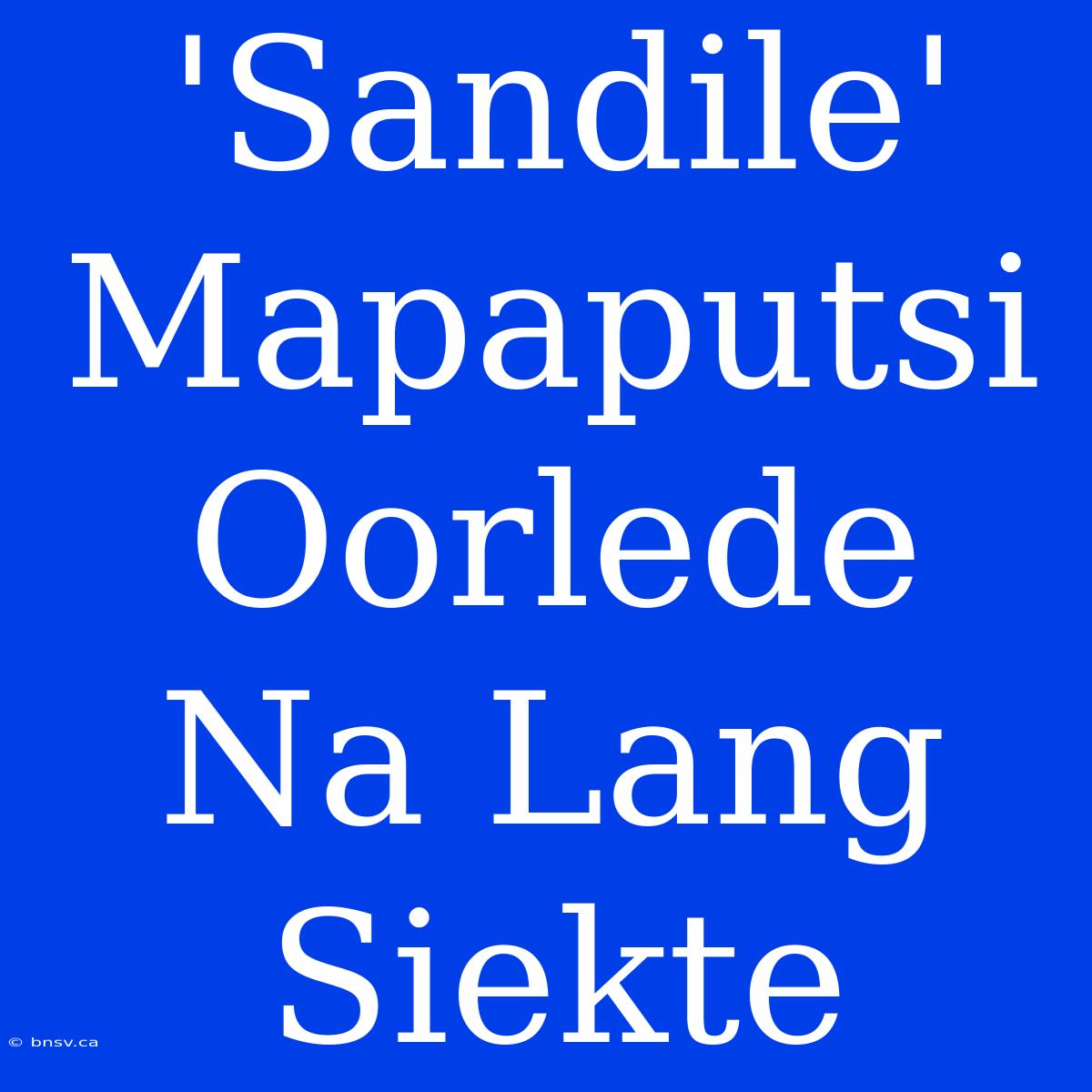 'Sandile' Mapaputsi Oorlede Na Lang Siekte