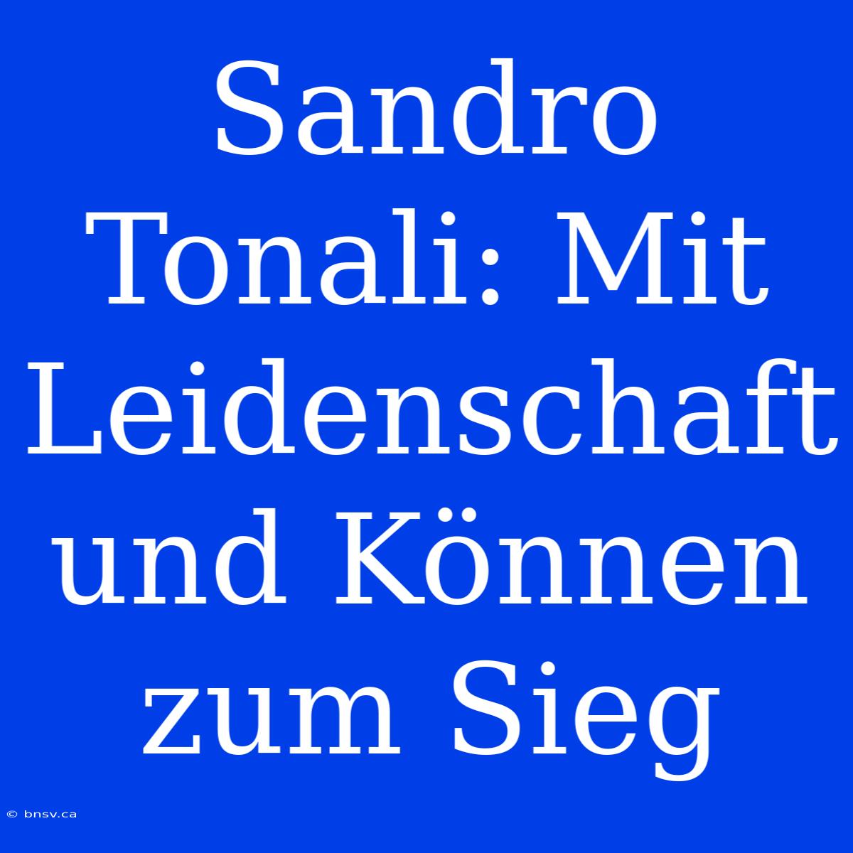 Sandro Tonali: Mit Leidenschaft Und Können Zum Sieg