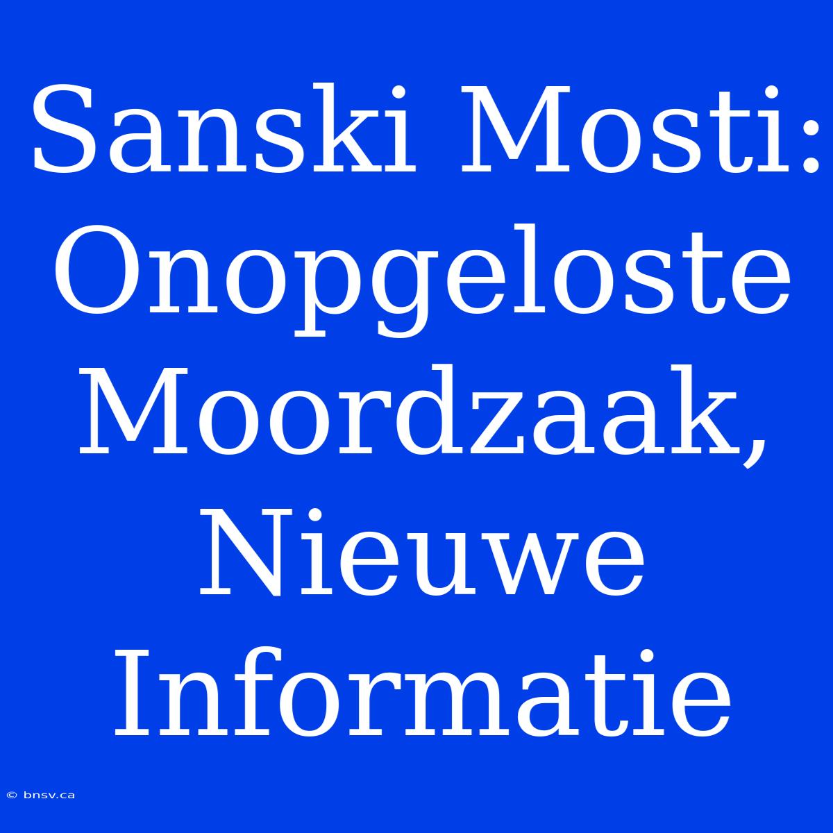 Sanski Mosti: Onopgeloste Moordzaak, Nieuwe Informatie