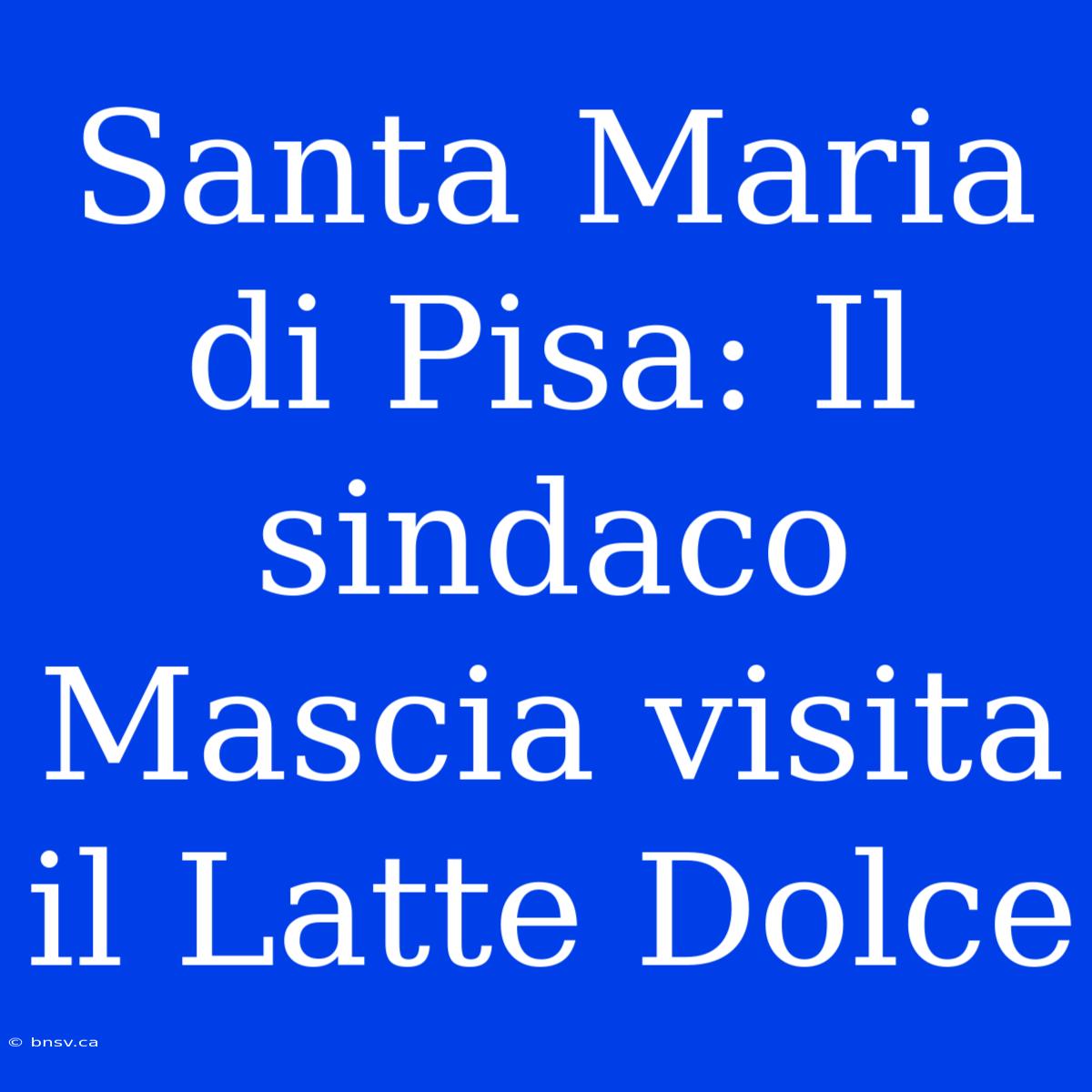 Santa Maria Di Pisa: Il Sindaco Mascia Visita Il Latte Dolce