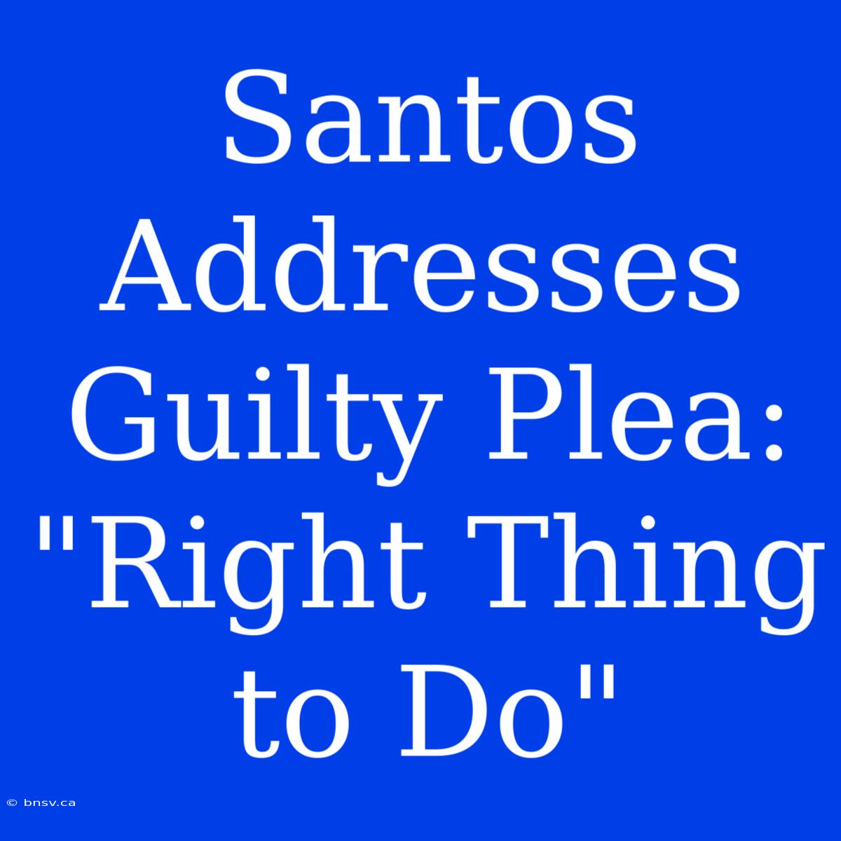 Santos Addresses Guilty Plea: 