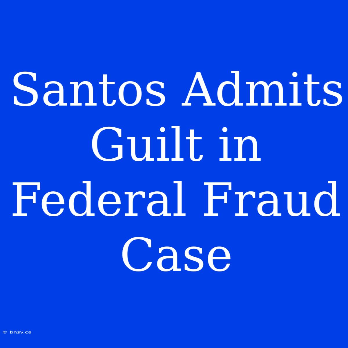 Santos Admits Guilt In Federal Fraud Case