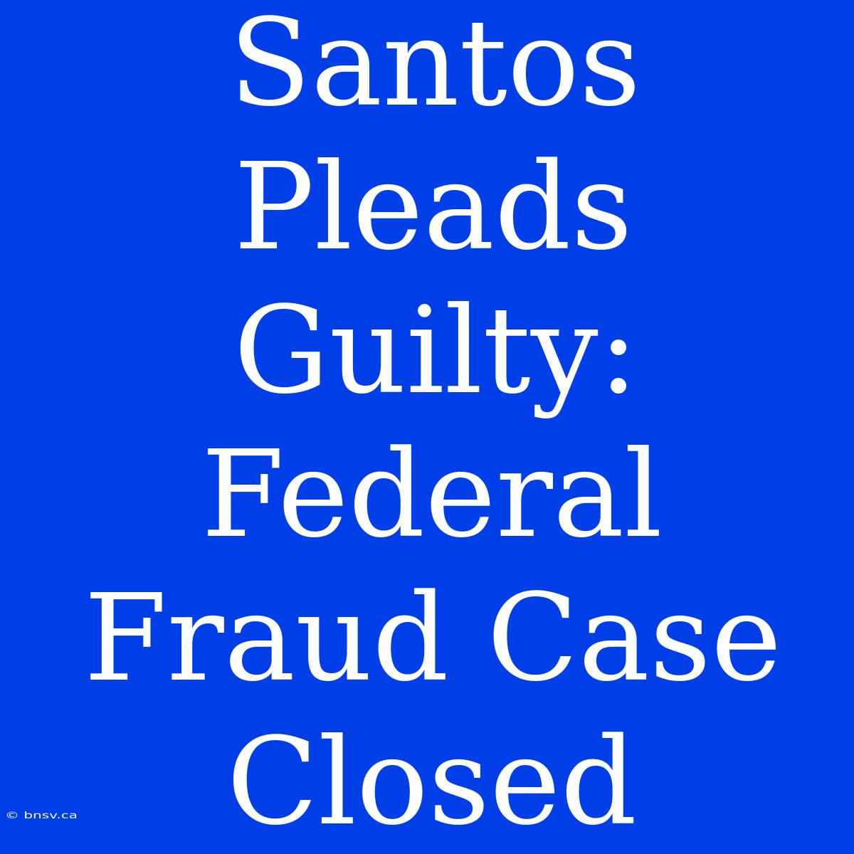 Santos Pleads Guilty: Federal Fraud Case Closed