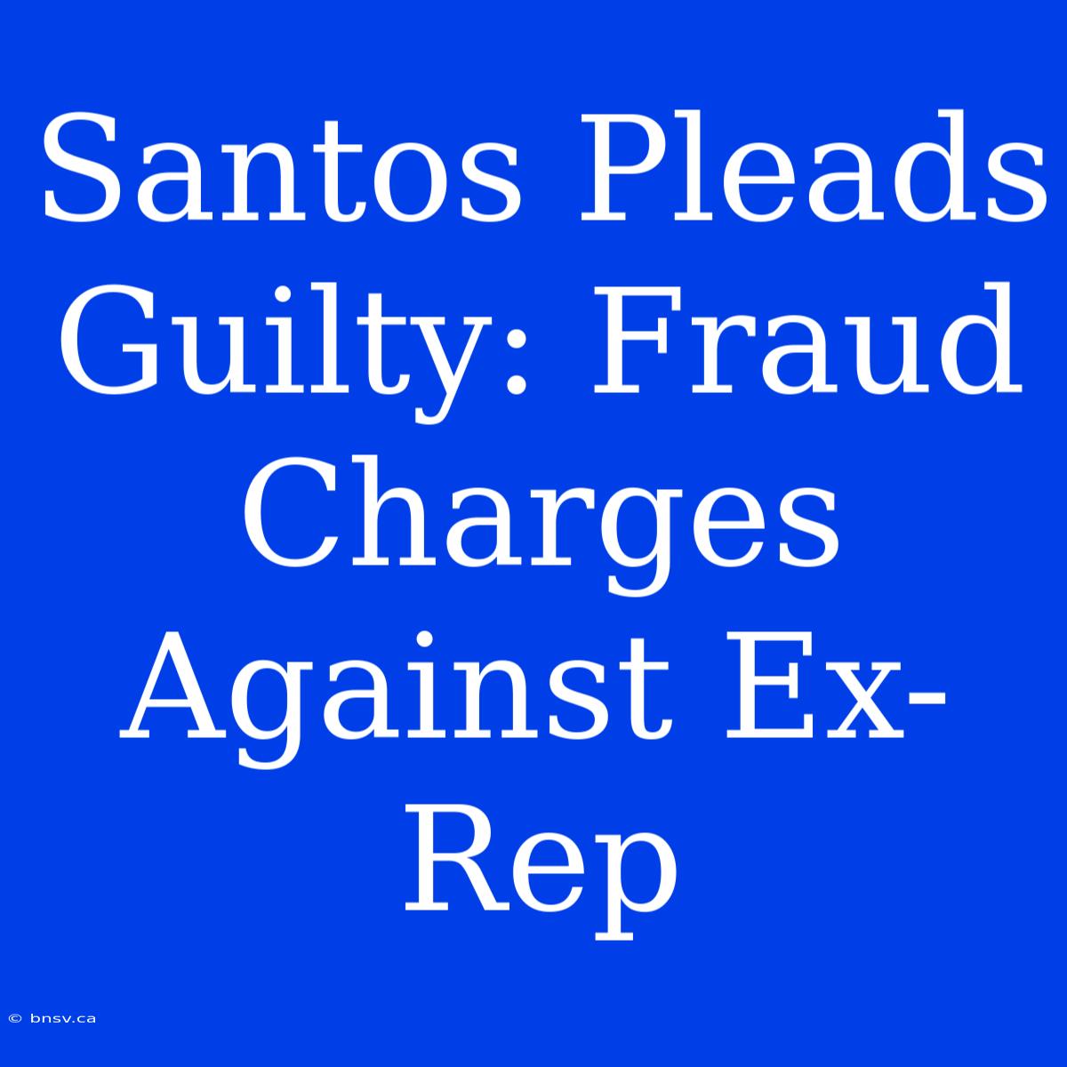 Santos Pleads Guilty: Fraud Charges Against Ex-Rep