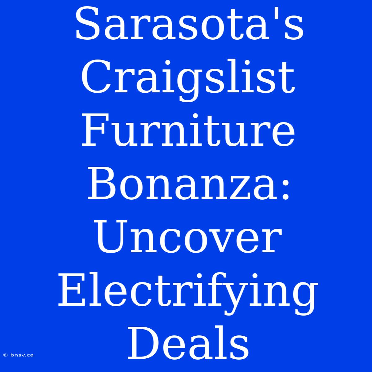 Sarasota's Craigslist Furniture Bonanza: Uncover Electrifying Deals