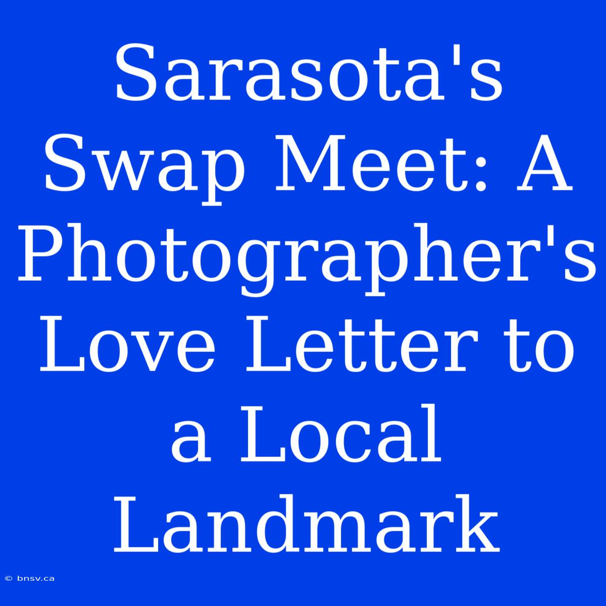 Sarasota's Swap Meet: A Photographer's Love Letter To A Local Landmark