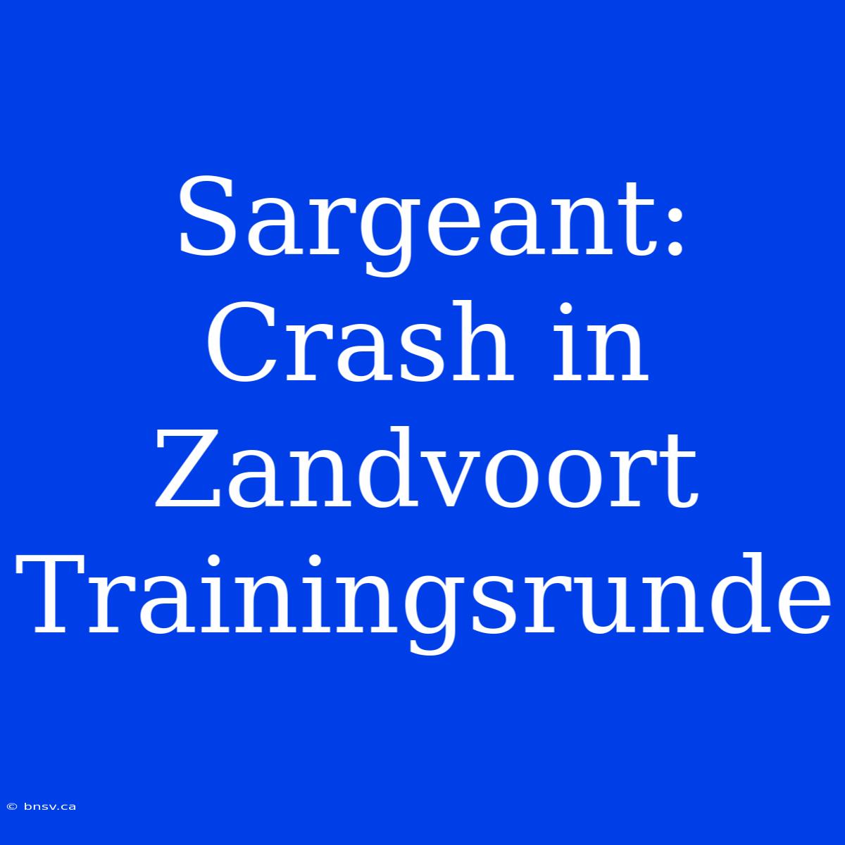 Sargeant: Crash In Zandvoort Trainingsrunde