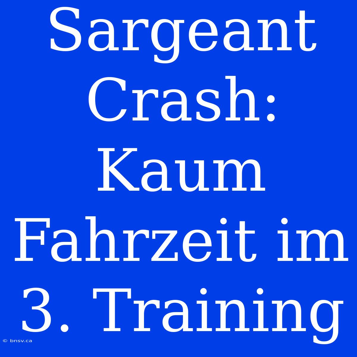 Sargeant Crash: Kaum Fahrzeit Im 3. Training