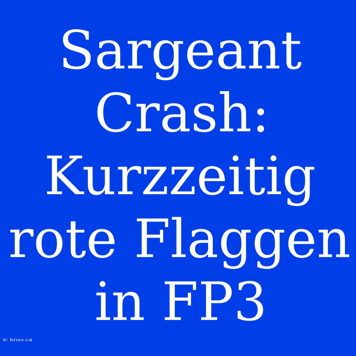 Sargeant Crash: Kurzzeitig Rote Flaggen In FP3