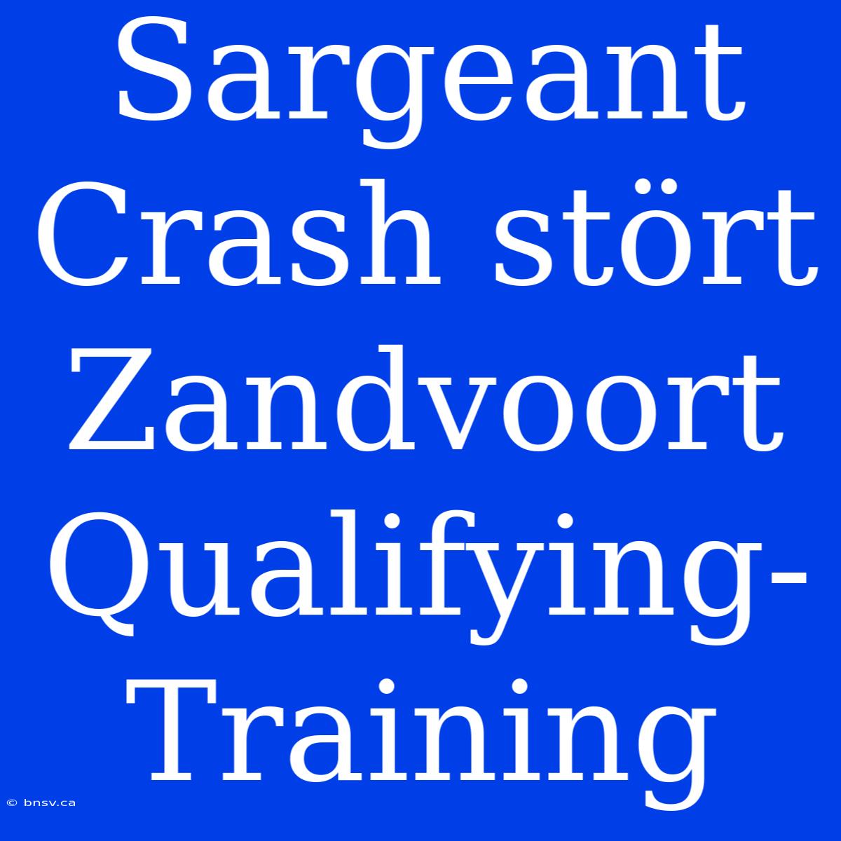 Sargeant Crash Stört Zandvoort Qualifying-Training