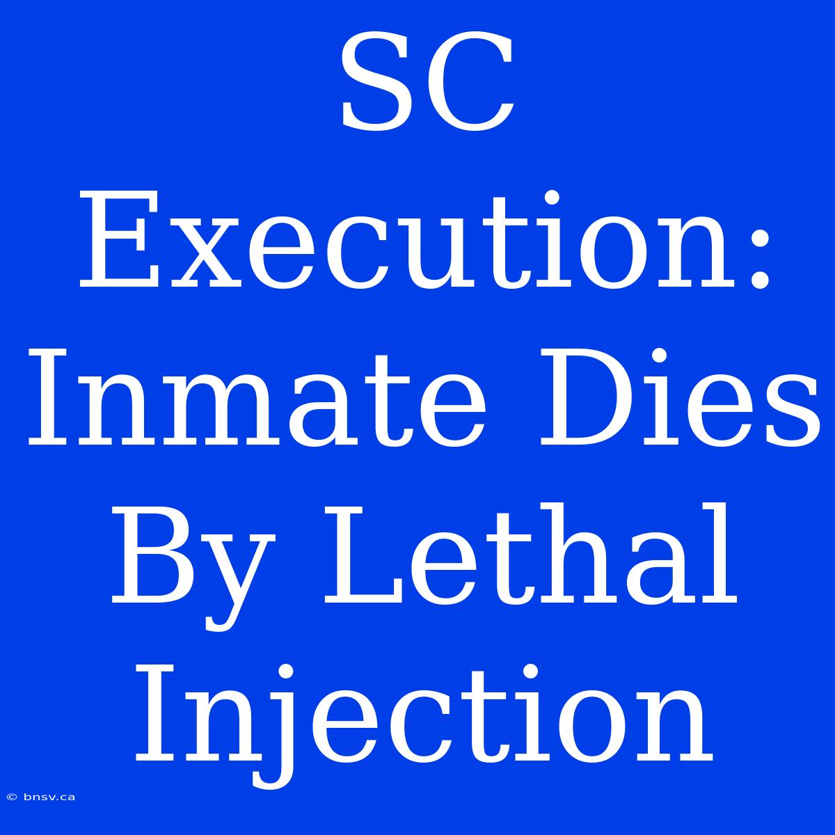 SC Execution: Inmate Dies By Lethal Injection