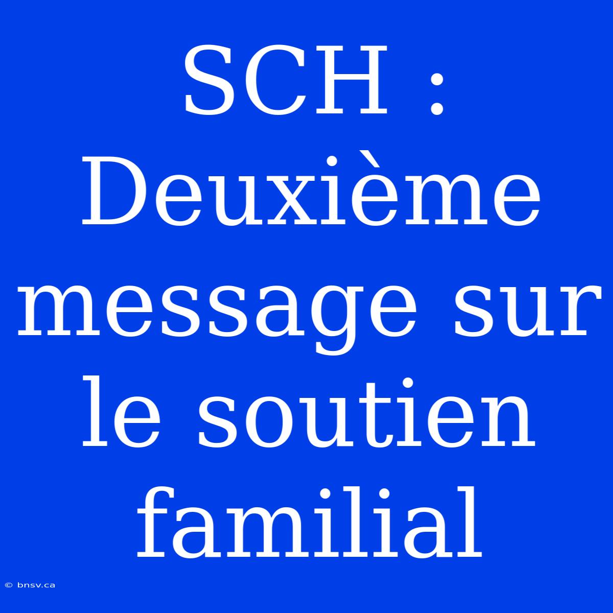 SCH : Deuxième Message Sur Le Soutien Familial