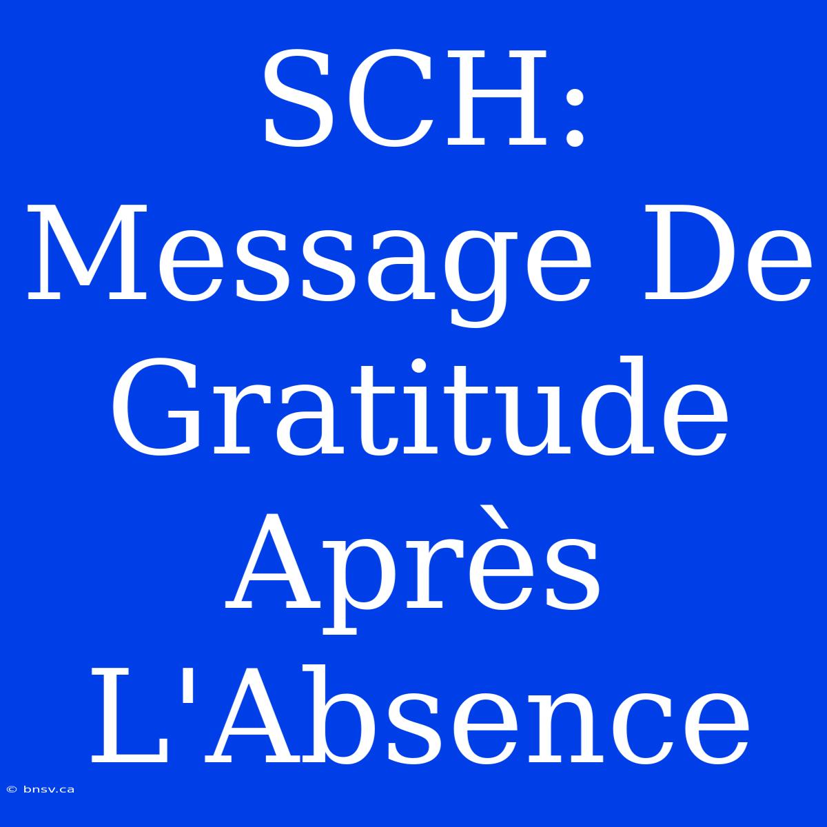 SCH: Message De Gratitude Après L'Absence