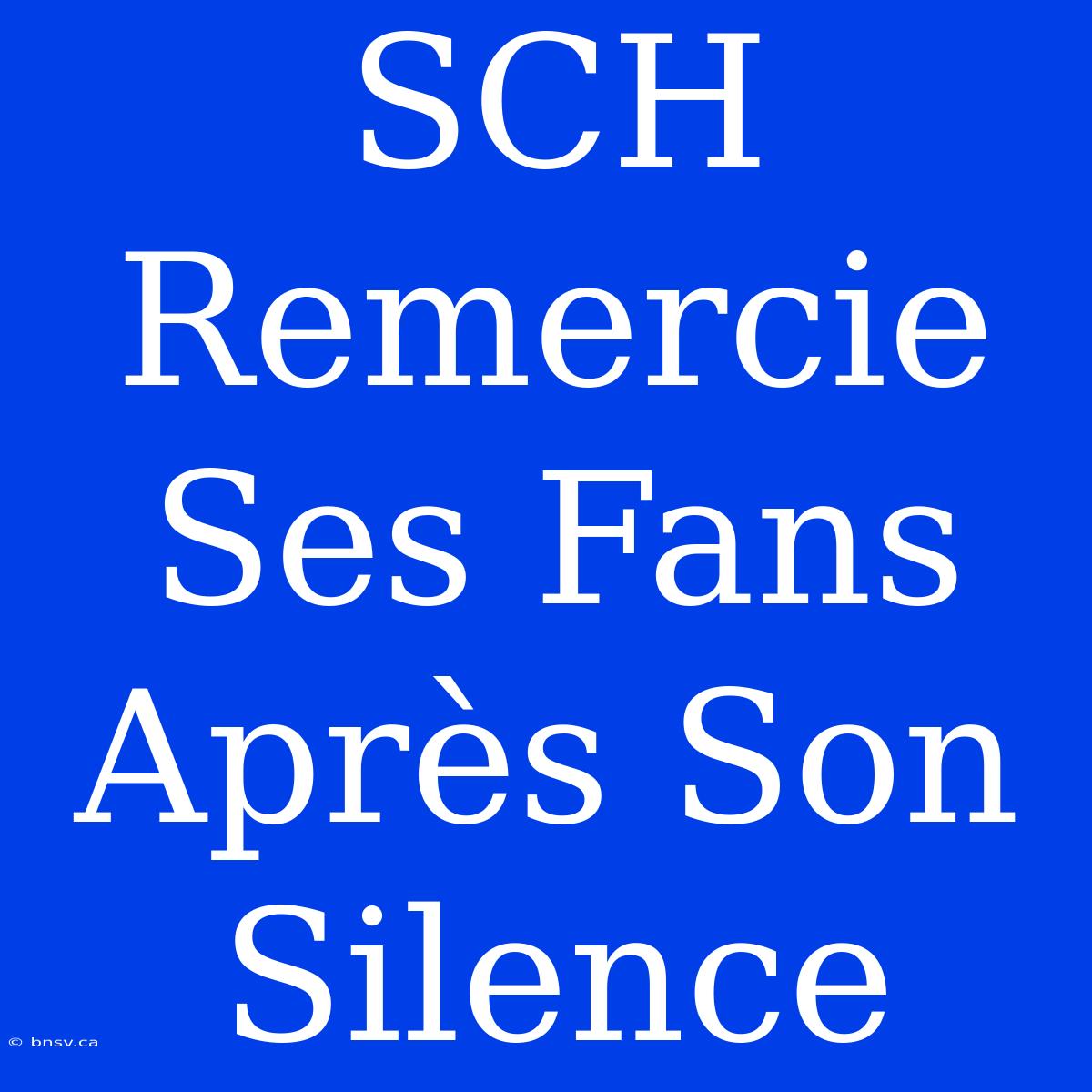 SCH Remercie Ses Fans Après Son Silence