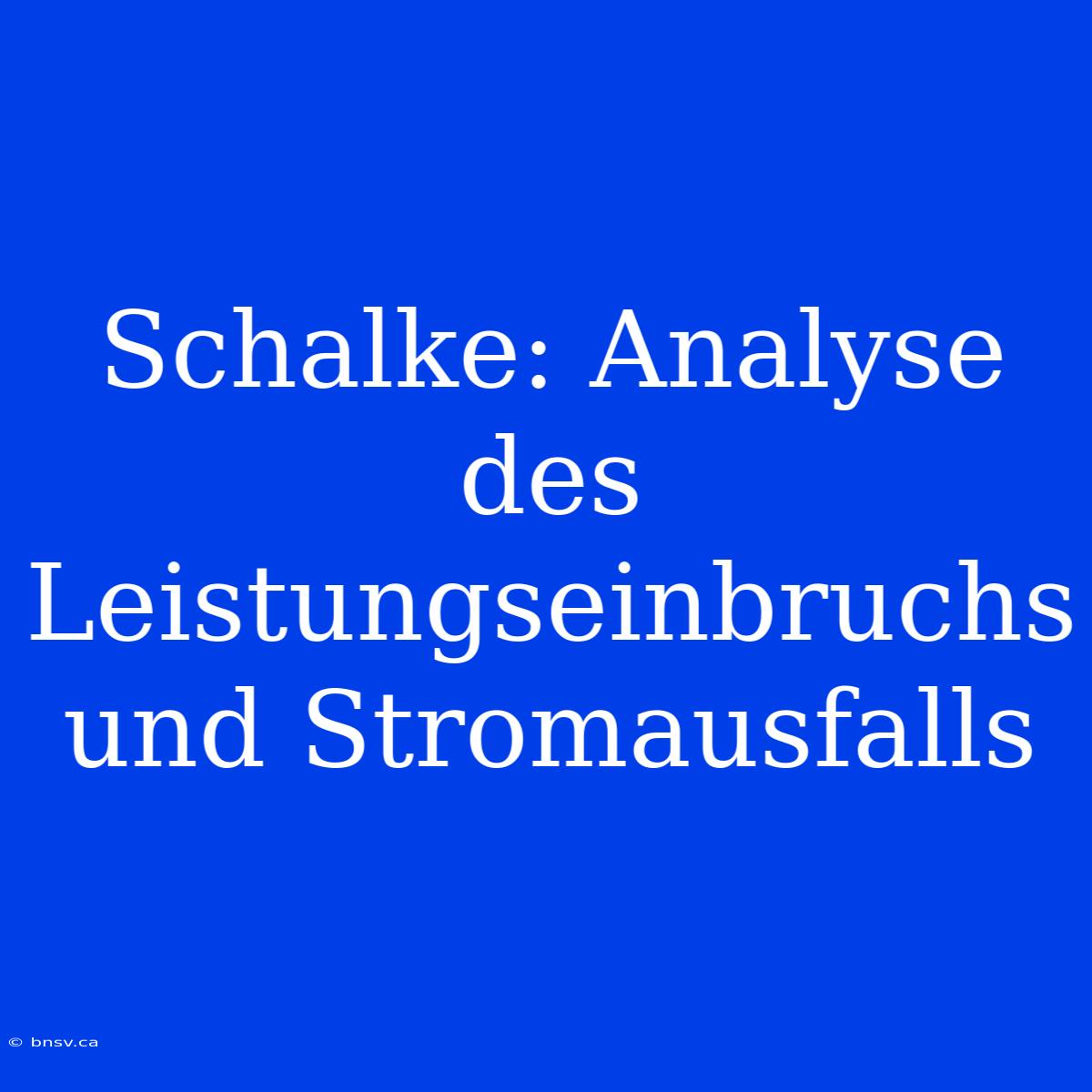 Schalke: Analyse Des Leistungseinbruchs Und Stromausfalls