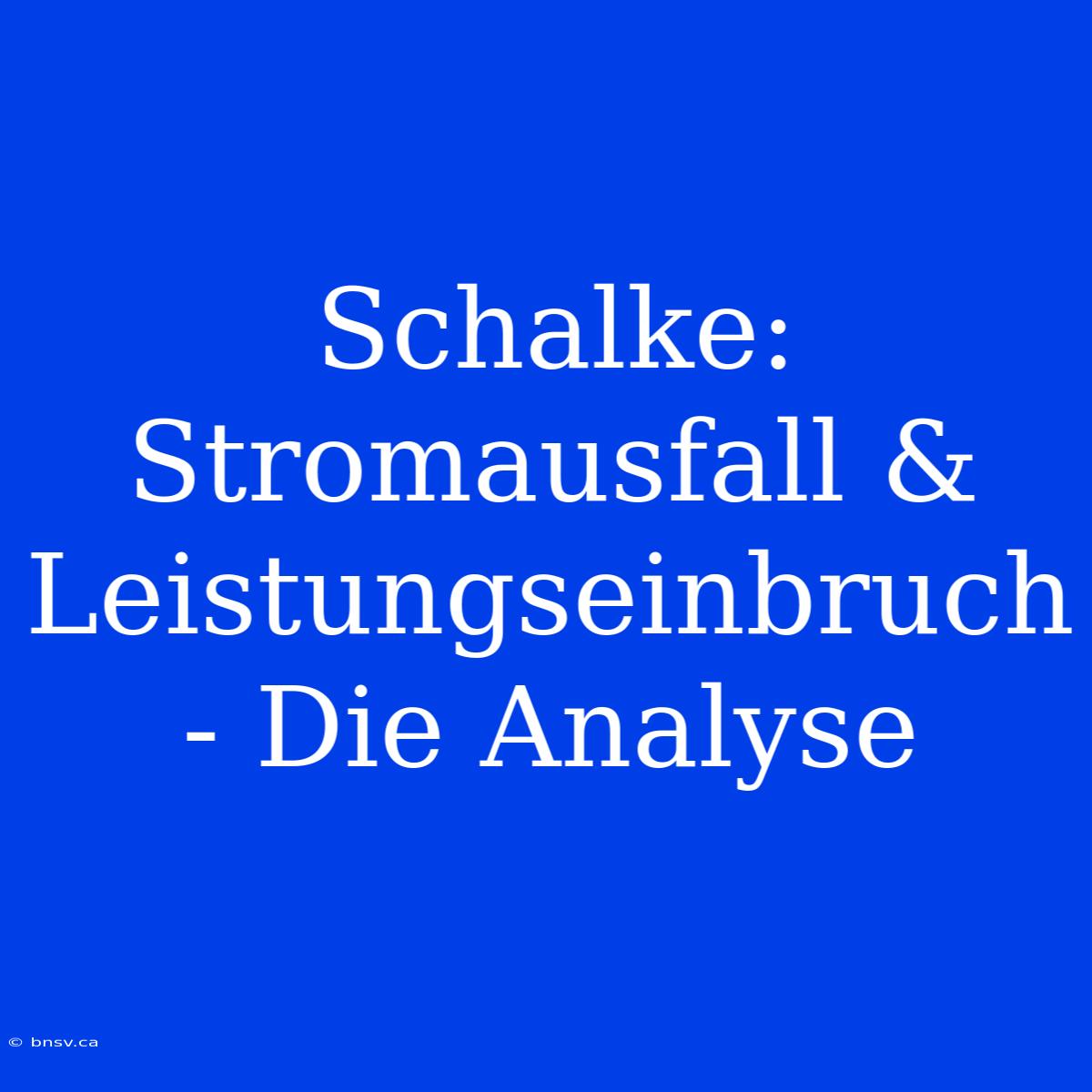 Schalke: Stromausfall & Leistungseinbruch - Die Analyse