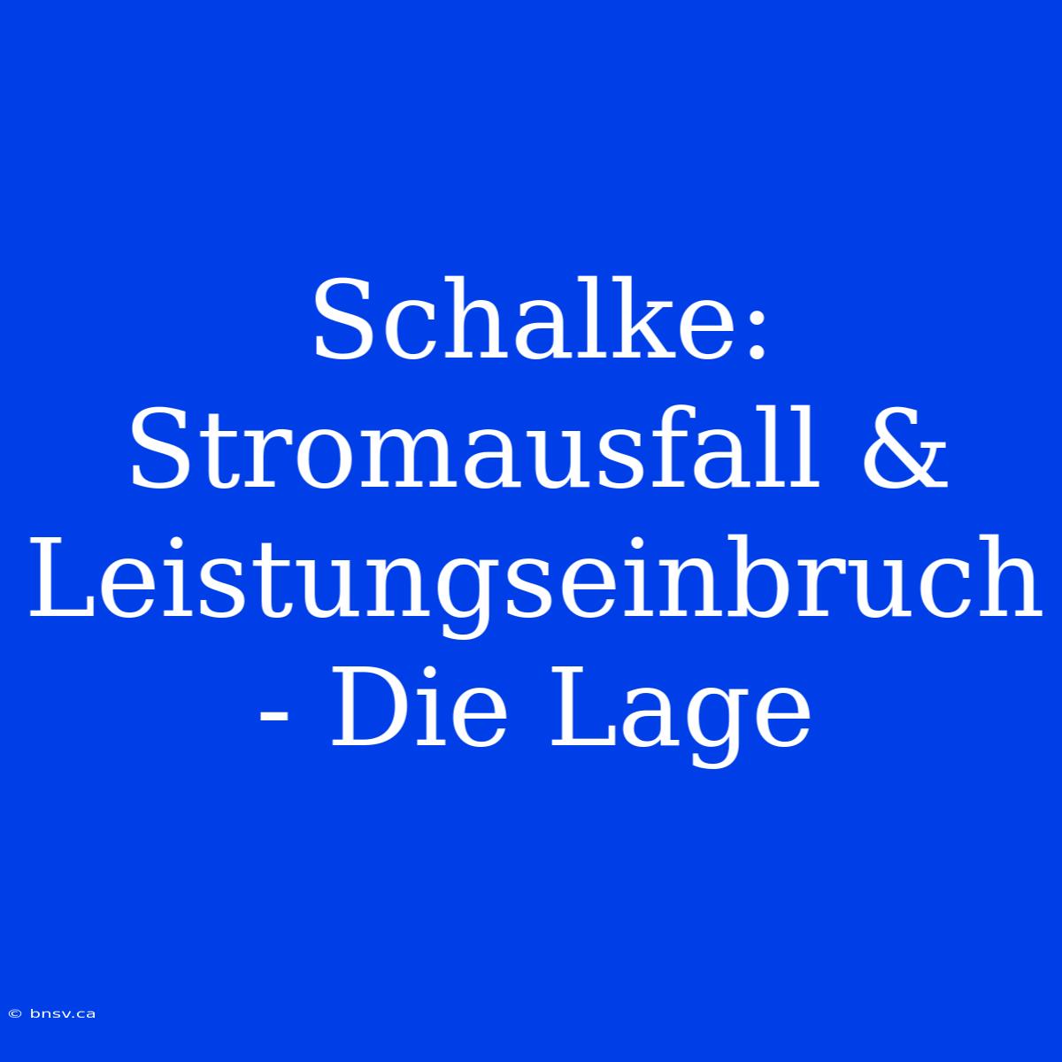 Schalke: Stromausfall & Leistungseinbruch - Die Lage