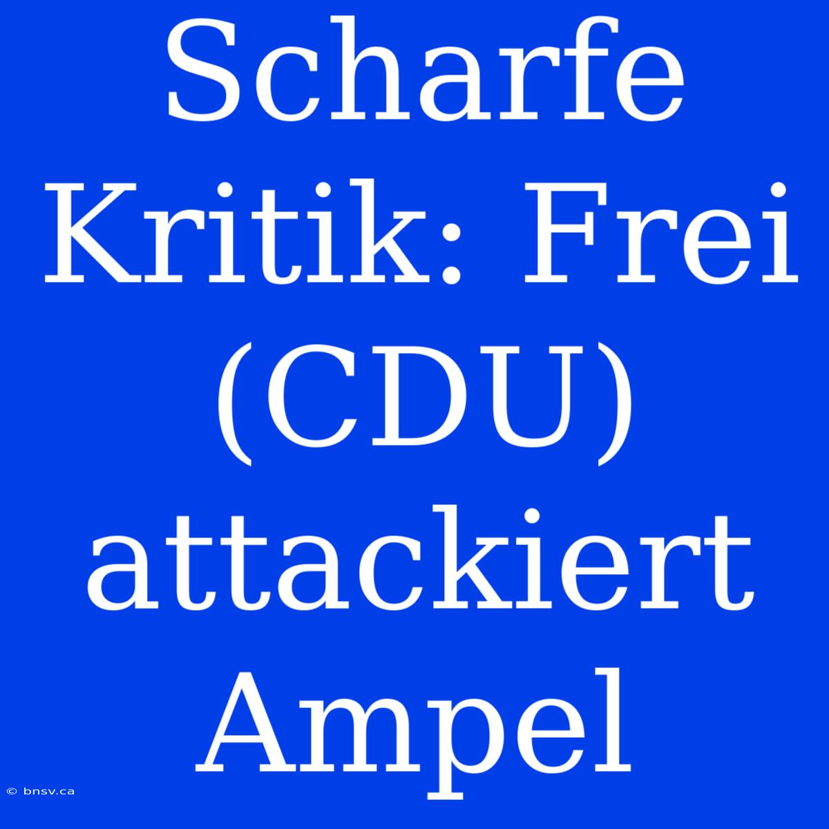 Scharfe Kritik: Frei (CDU) Attackiert Ampel