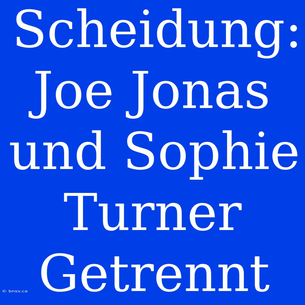 Scheidung: Joe Jonas Und Sophie Turner Getrennt