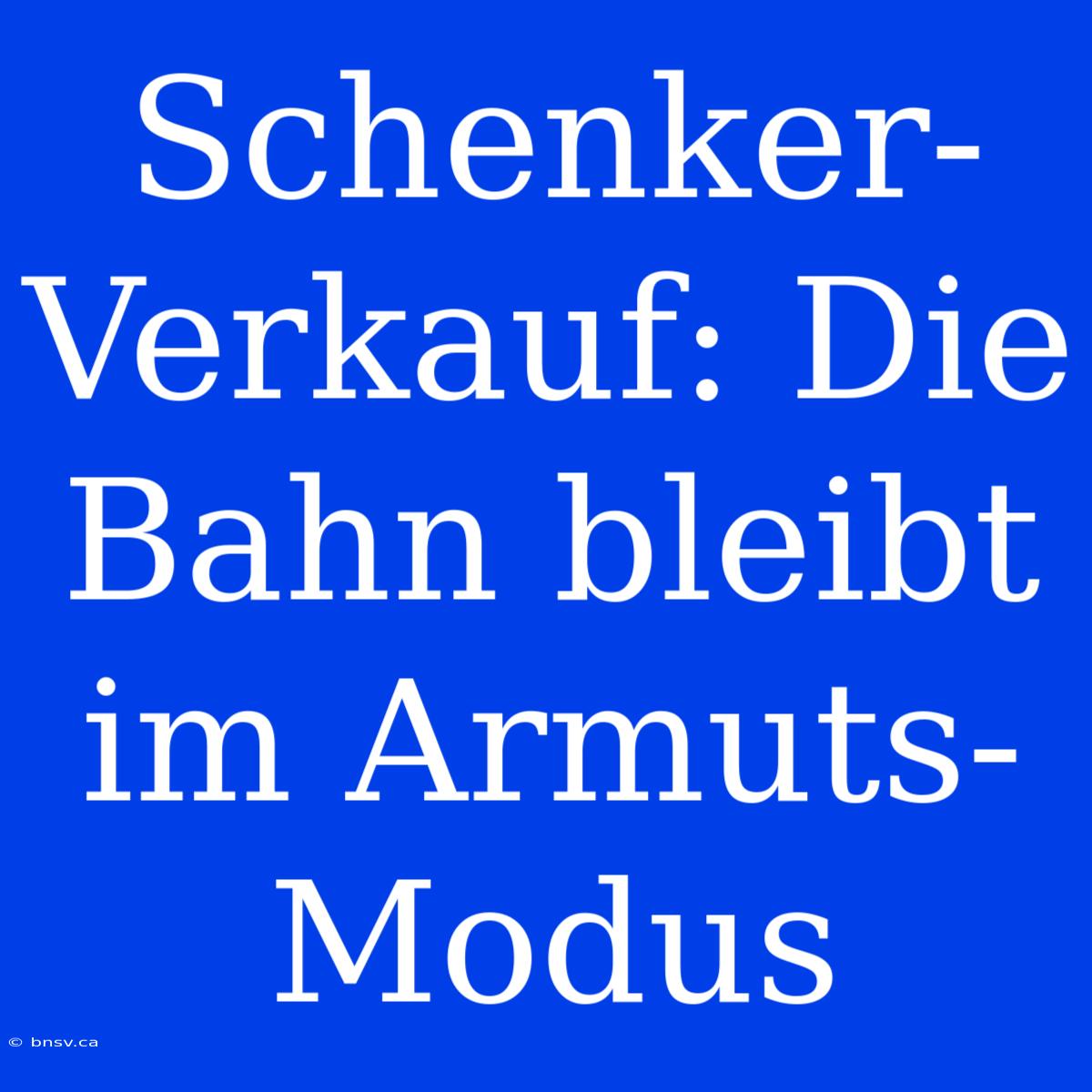 Schenker-Verkauf: Die Bahn Bleibt Im Armuts-Modus