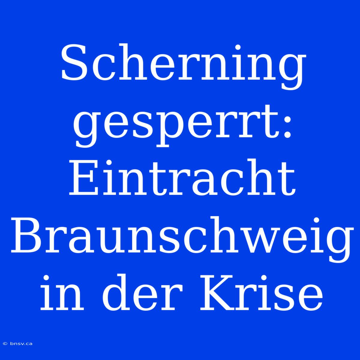 Scherning Gesperrt: Eintracht Braunschweig In Der Krise