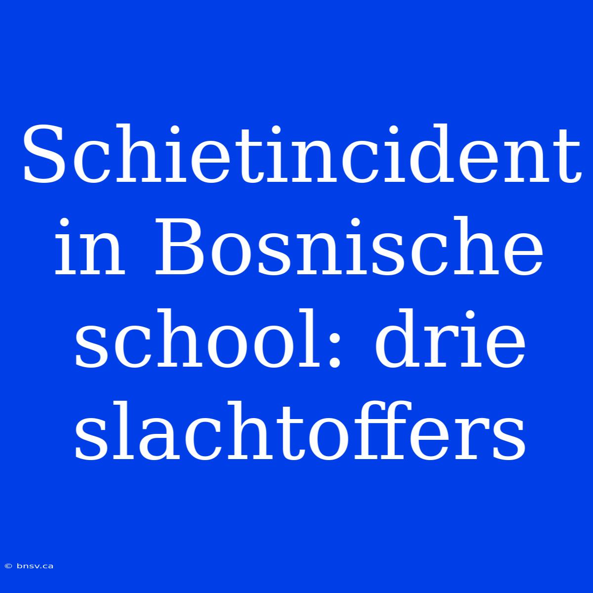 Schietincident In Bosnische School: Drie Slachtoffers