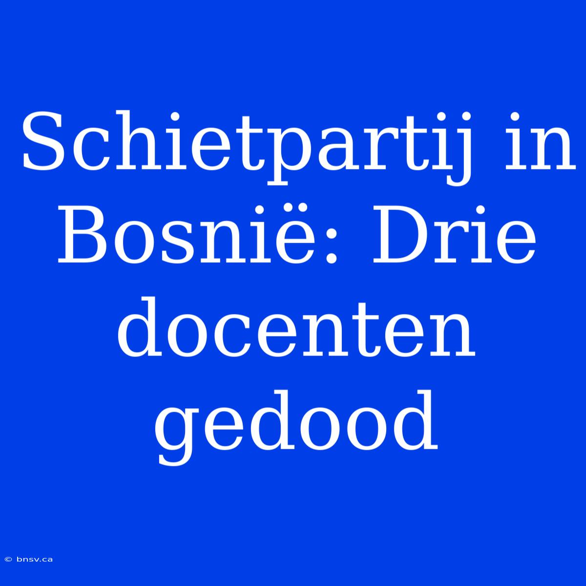 Schietpartij In Bosnië: Drie Docenten Gedood