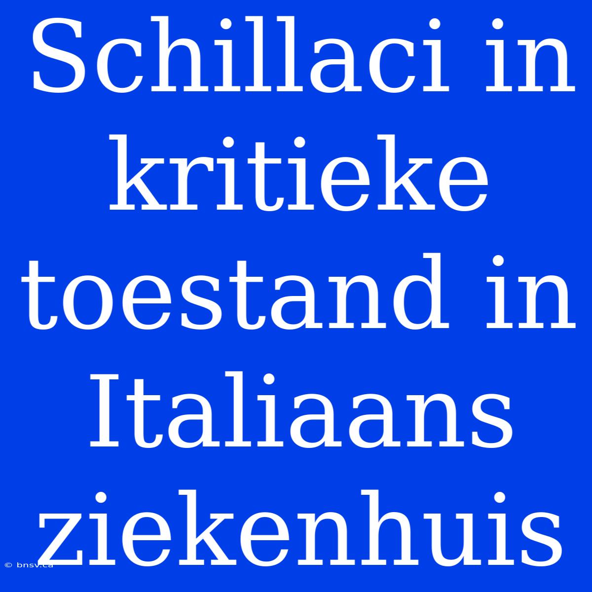 Schillaci In Kritieke Toestand In Italiaans Ziekenhuis