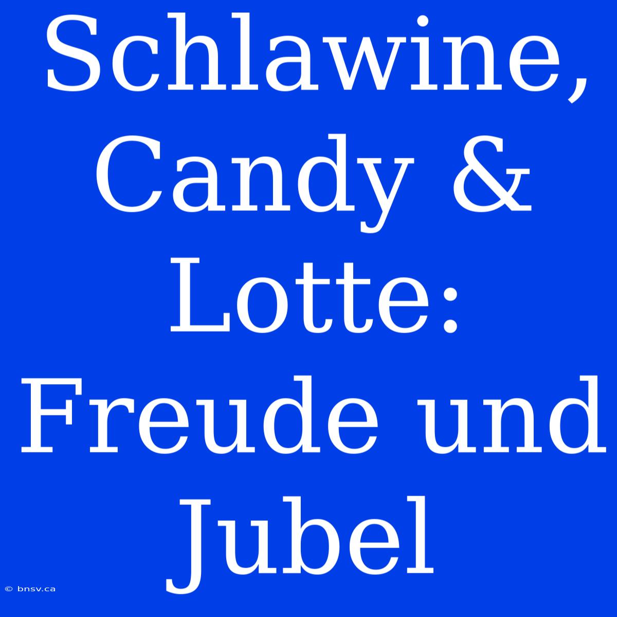 Schlawine, Candy & Lotte: Freude Und Jubel