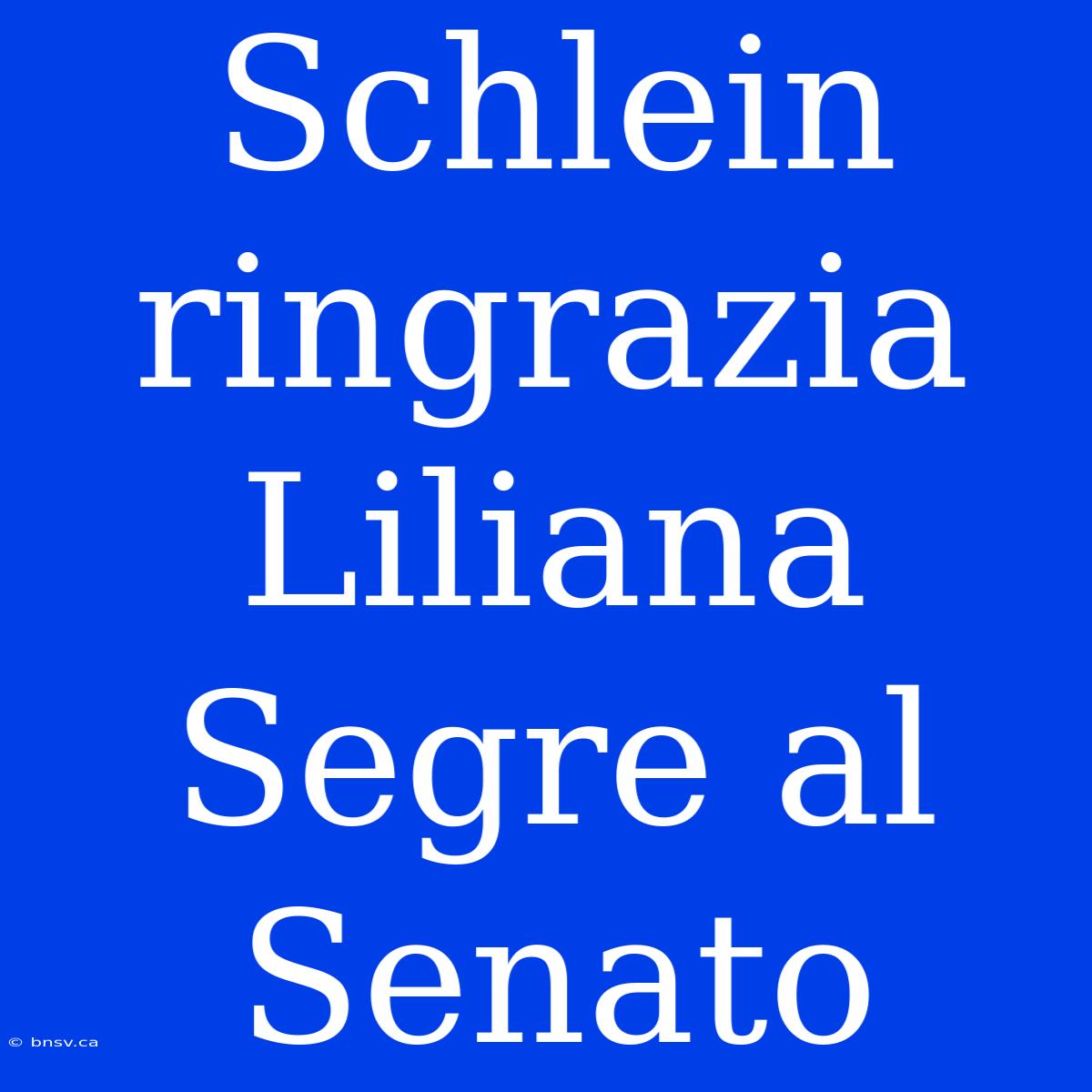 Schlein Ringrazia Liliana Segre Al Senato