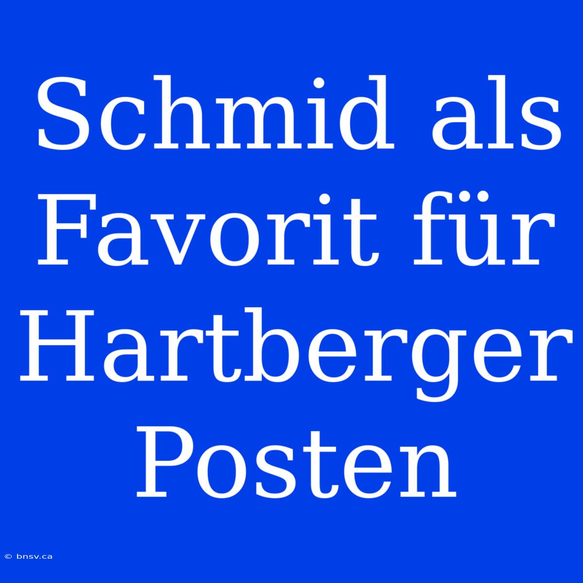 Schmid Als Favorit Für Hartberger Posten