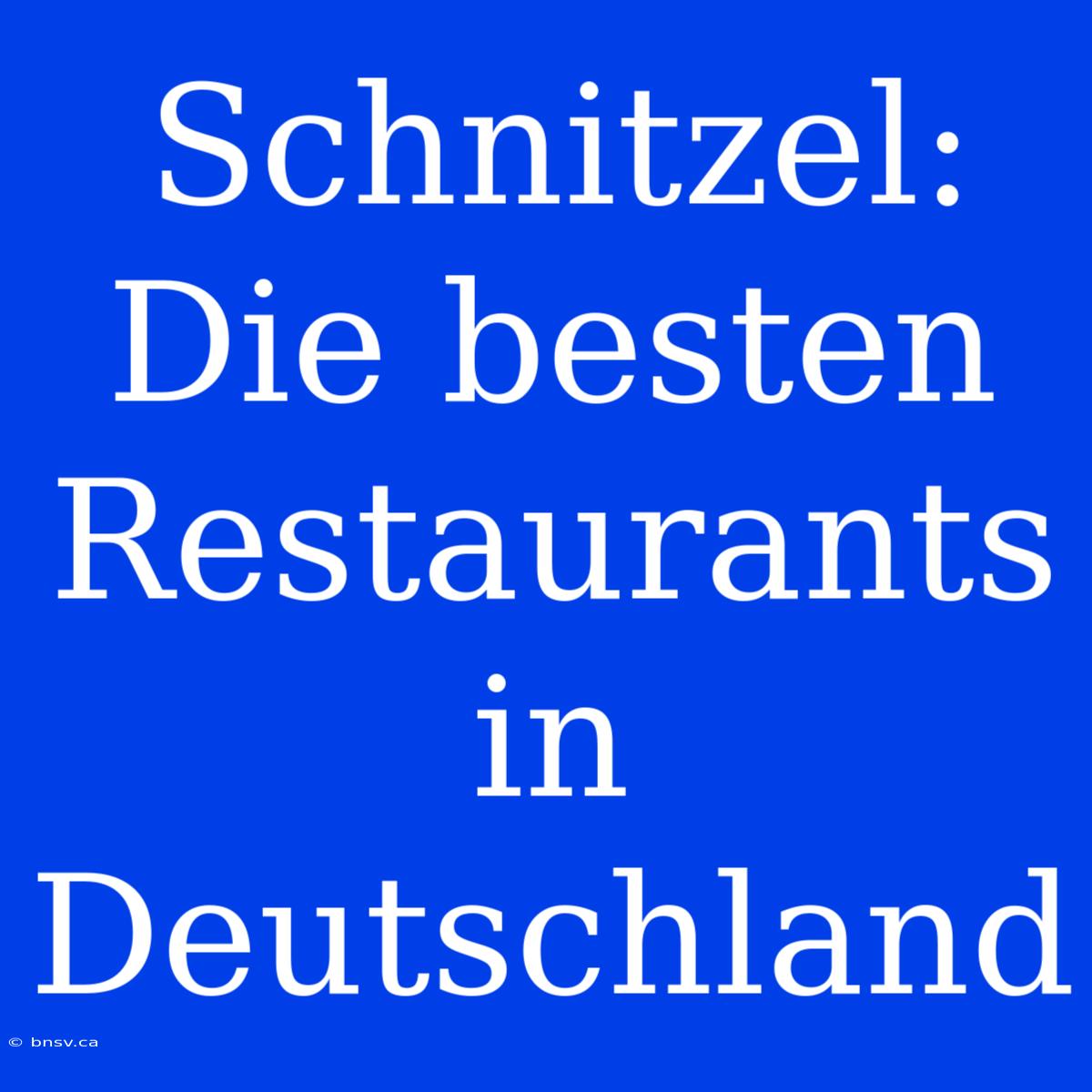 Schnitzel: Die Besten Restaurants In Deutschland