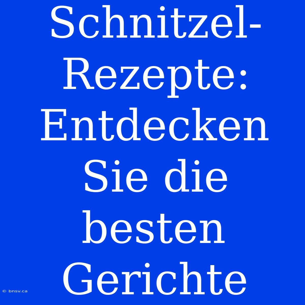 Schnitzel-Rezepte: Entdecken Sie Die Besten Gerichte