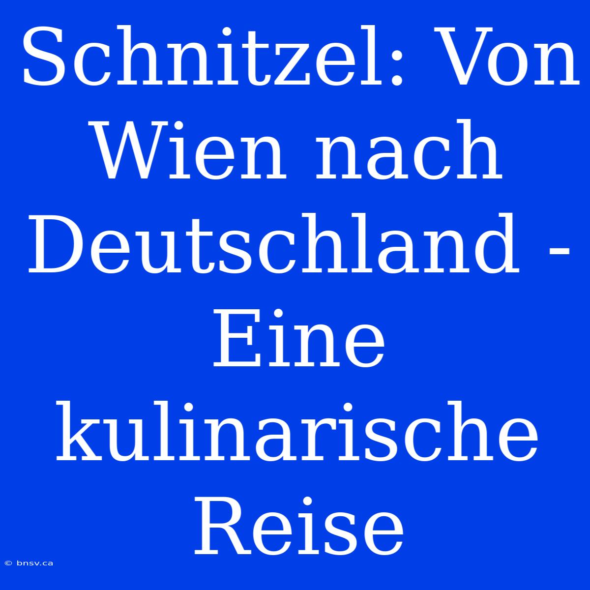 Schnitzel: Von Wien Nach Deutschland - Eine Kulinarische Reise