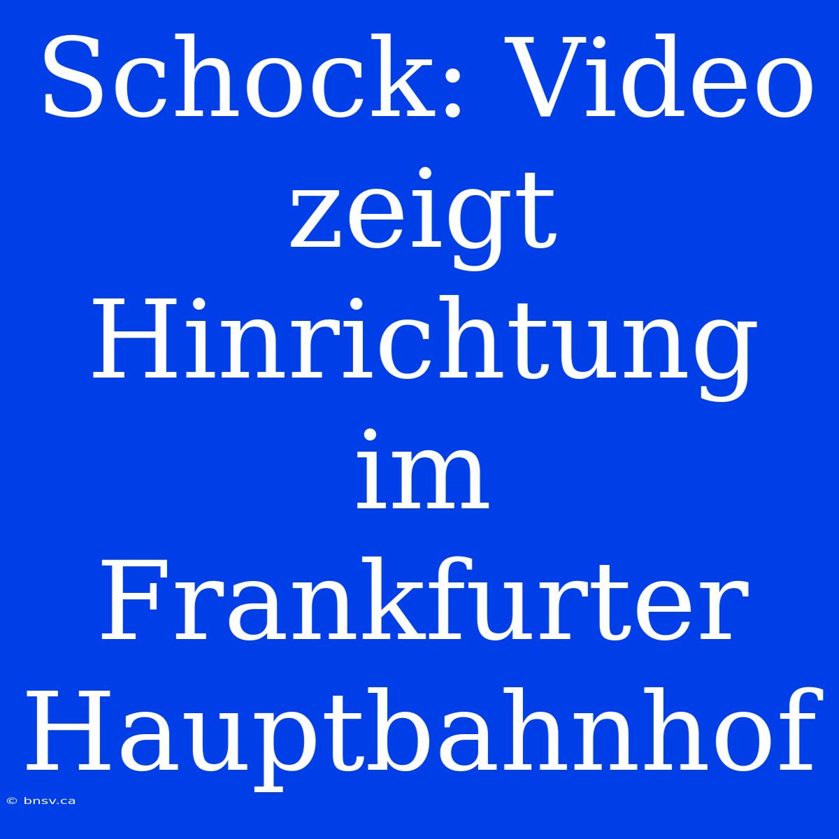 Schock: Video Zeigt Hinrichtung Im Frankfurter Hauptbahnhof