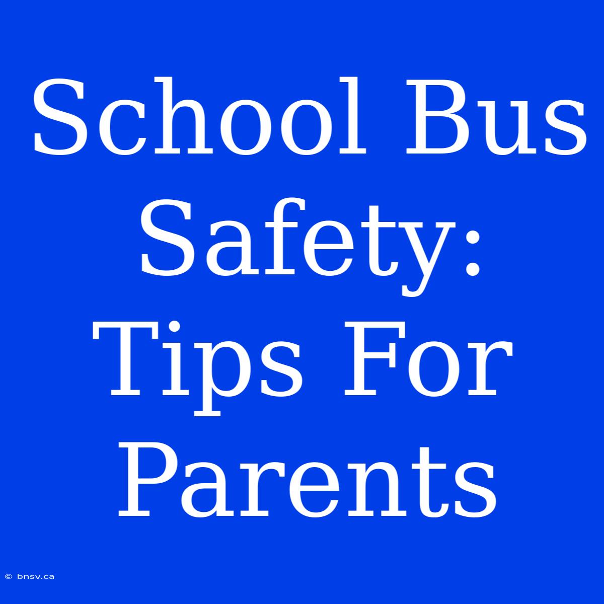 School Bus Safety: Tips For Parents