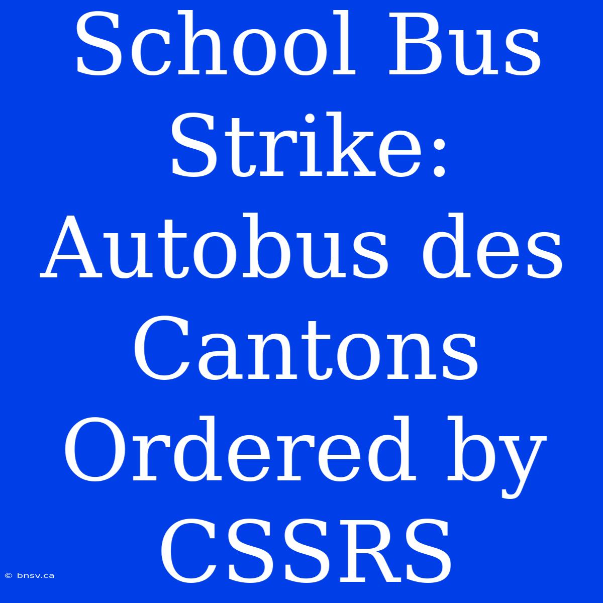 School Bus Strike: Autobus Des Cantons Ordered By CSSRS