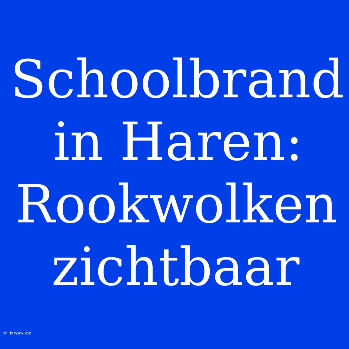 Schoolbrand In Haren: Rookwolken Zichtbaar