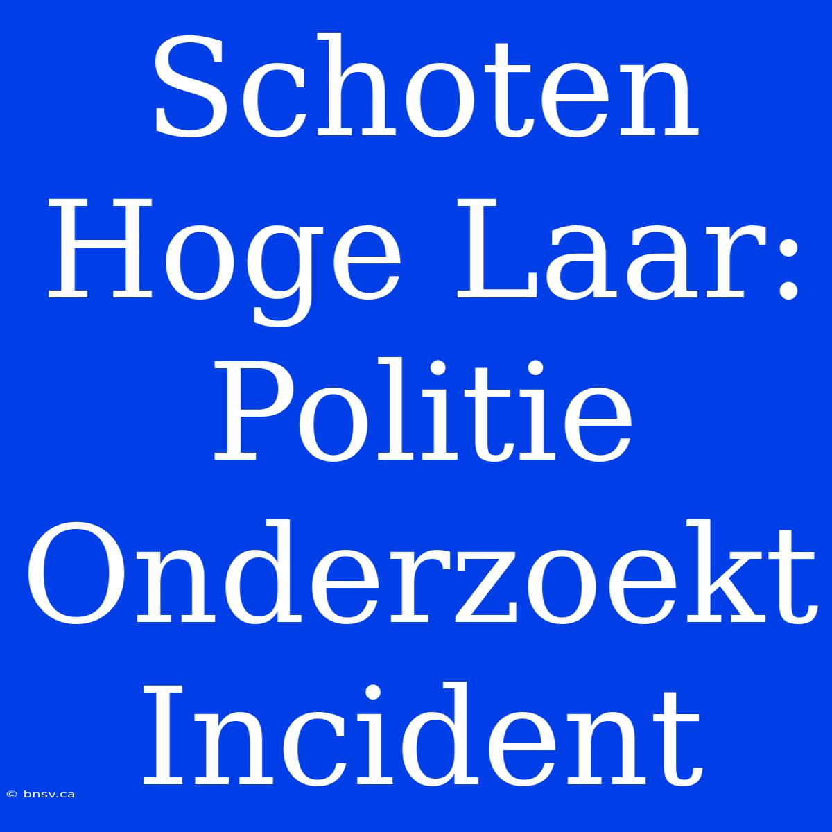 Schoten Hoge Laar: Politie Onderzoekt Incident