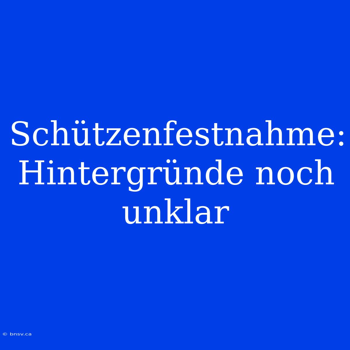 Schützenfestnahme: Hintergründe Noch Unklar