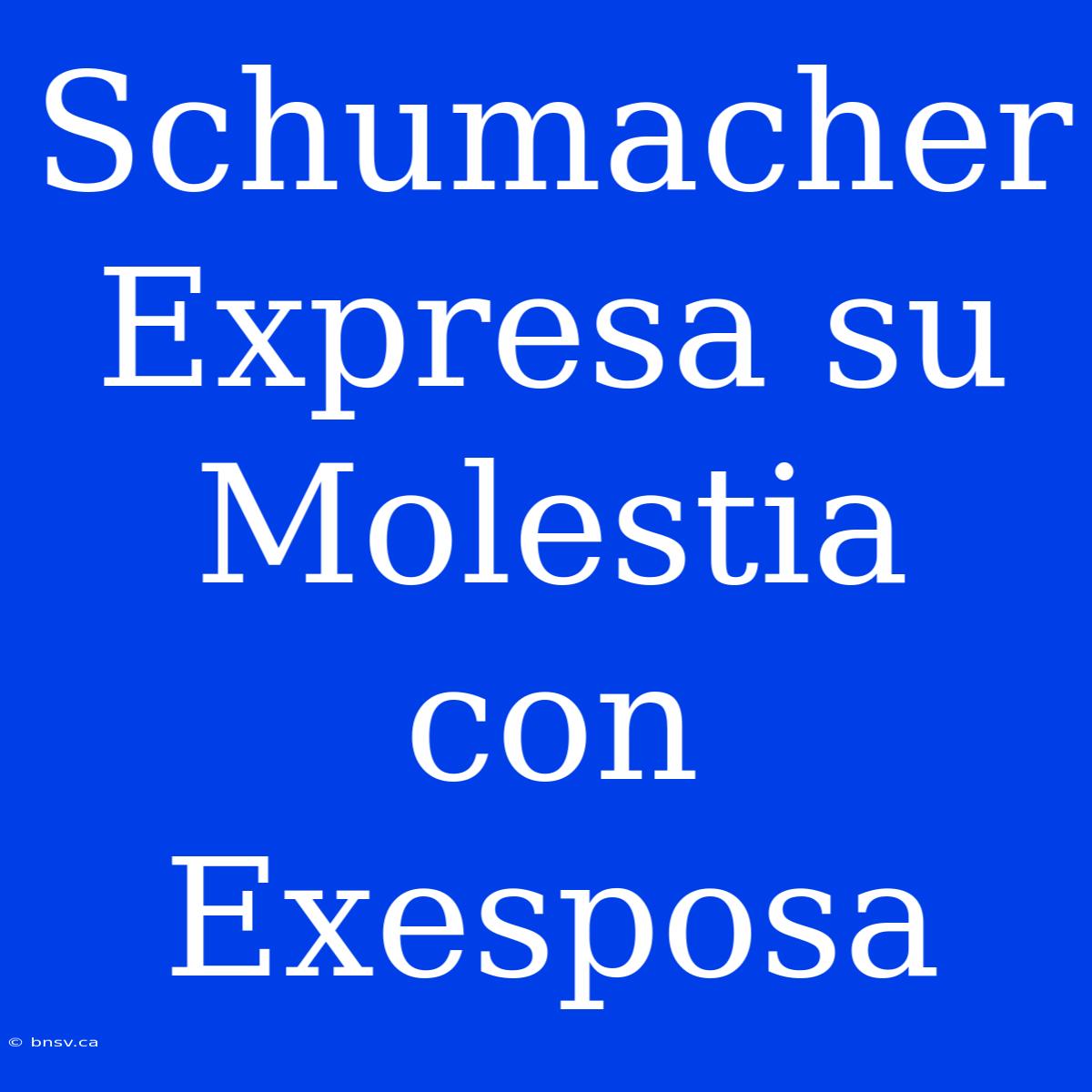 Schumacher Expresa Su Molestia Con Exesposa