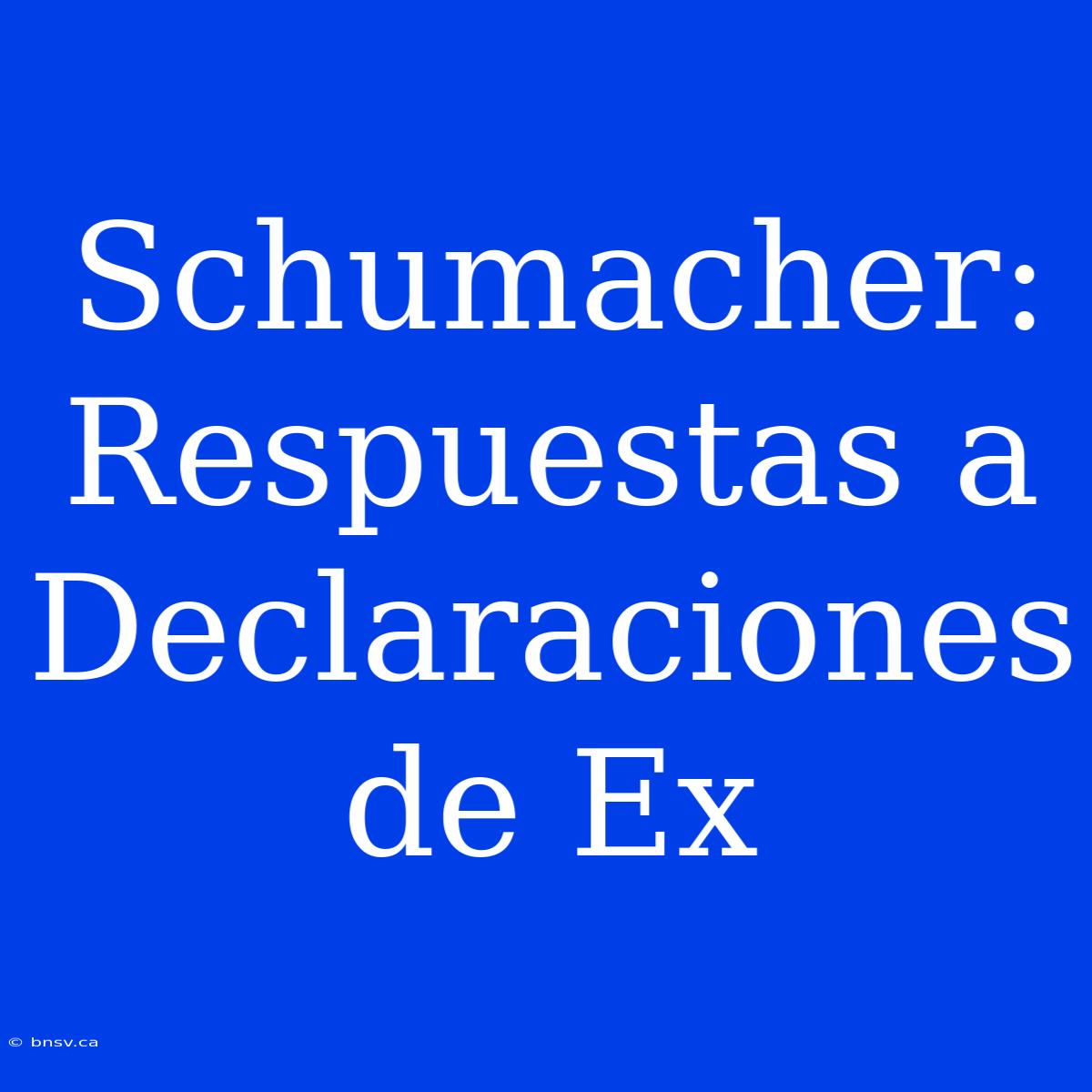 Schumacher: Respuestas A Declaraciones De Ex