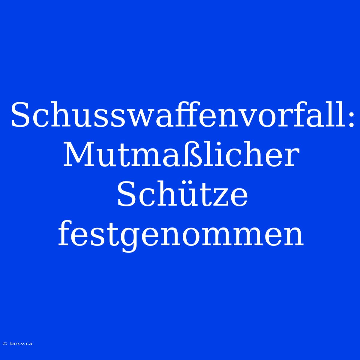 Schusswaffenvorfall: Mutmaßlicher Schütze Festgenommen