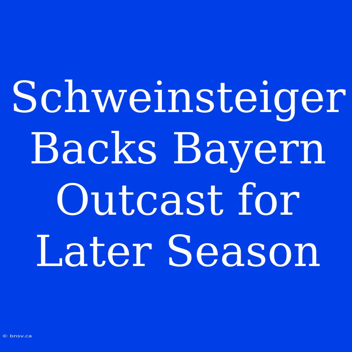 Schweinsteiger Backs Bayern Outcast For Later Season