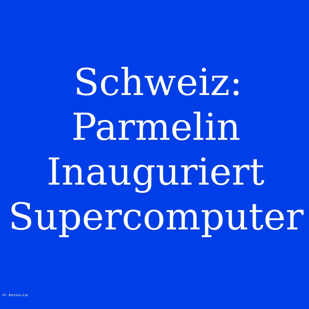 Schweiz: Parmelin Inauguriert Supercomputer